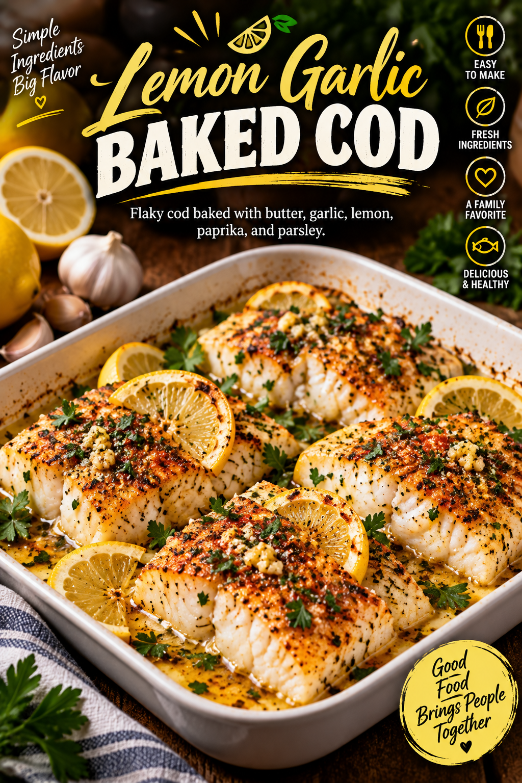 Lemon Garlic Baked Cod